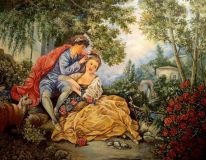 (copia libre de la pintura )François Boucher " Cuatro estaciones. Primavera",