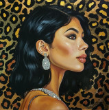 Girl on leopard background