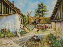 Village landscape with a mill