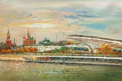 Moscow tour. Floating bridge, Zaryadye, Red square