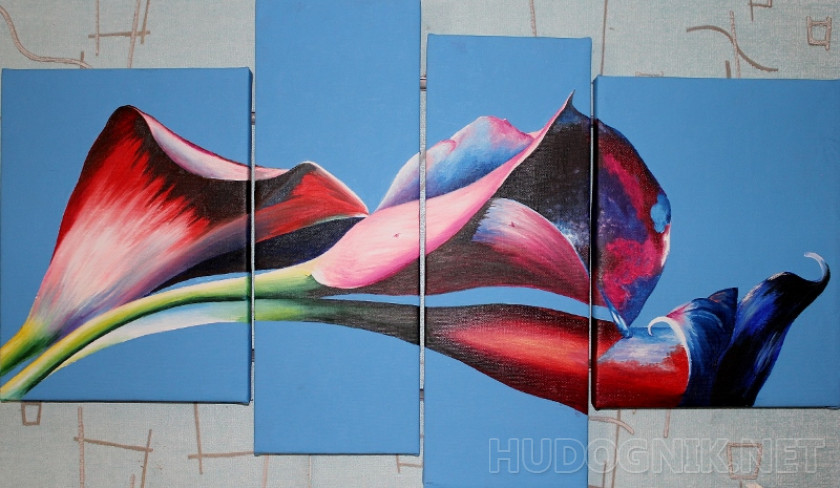 flores en azul modular pintura