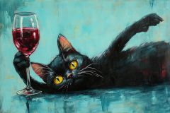 Cat and wine