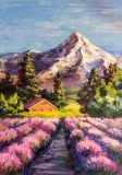 Landscape with mountains and lavender fields