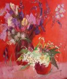 Bouquet on red