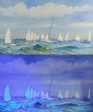 Carrera en el mar. Juego. Serie "Club Náutico". Día y noche. Proyecto "Semáforos en pintura".