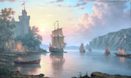 Landscape with sailboats