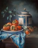 Persimmon with Chinese Vase