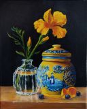 Still life with a vase and a flower