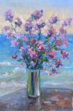 Flores Lilas en el agua. Serie "naturaleza muerta al aire libre". Plein Air ZhNataly