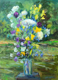 Flores silvestres en el lago. Serie &quot;naturaleza muerta al aire libre&quot;. Plein Air ZhNataly