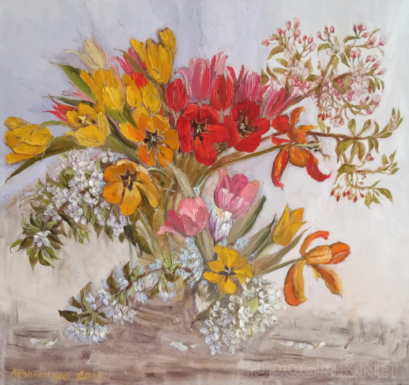 Spring bouquet with tulips