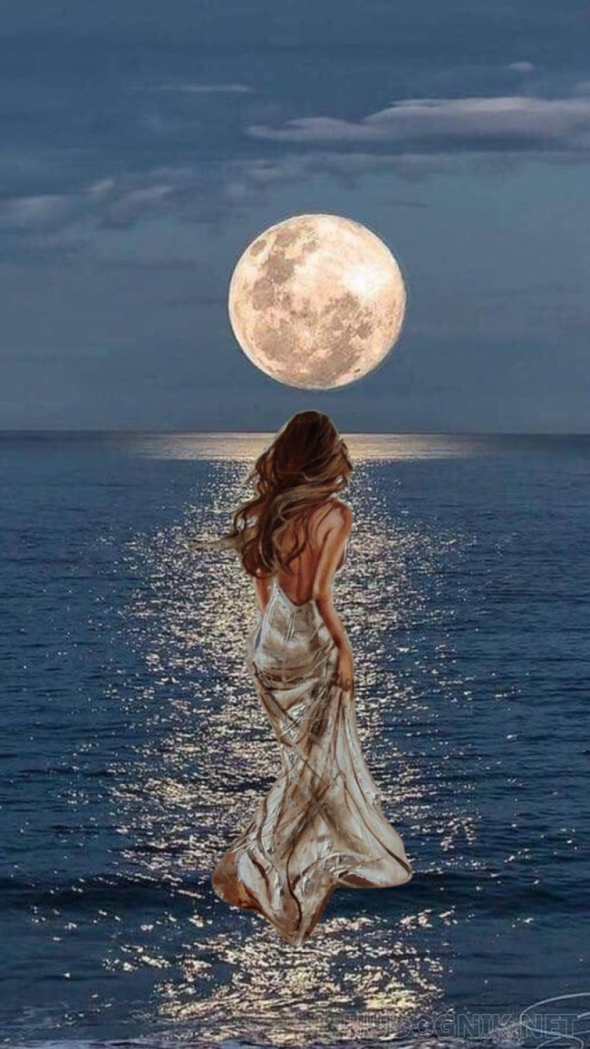 girl and moon