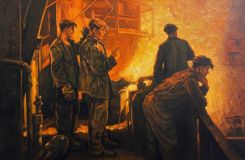 Копия картины Фёдора Разина. Сталь идет (Бригада сталеваров)
