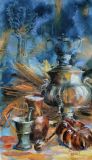 Pintura con un samovar ruso