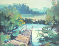 Nature, a river, a bridge by the river