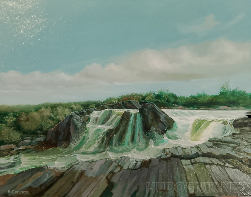 Waterfall on the river.Titovka