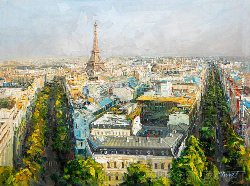 Ella estaba en París. Vista de la Torre Eiffel