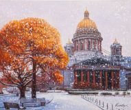 Un regalo del otoño: la primera nevada sobre la Catedral de San Isaac