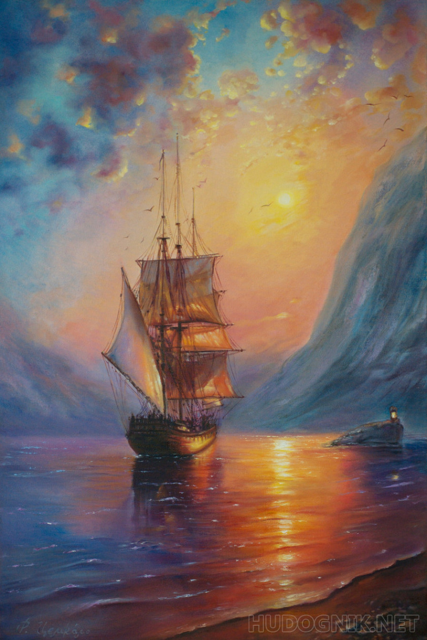 Парусник, море, солнце