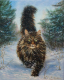 Кот в зимнем лесу
