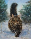 Кот в зимнем лесу