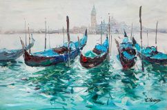 Gondolas at dawn