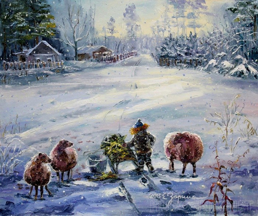 Зимой в деревне