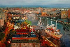 Когда зажигаются фонари. Набережная Петра Великого. Калининград