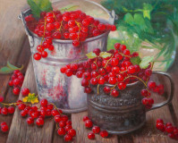 На даче у бабушки. Красная смородина