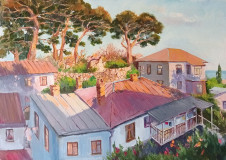 Atardecer sobre los tejados de Alupka