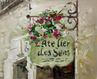 Atelier under a sign made of roses