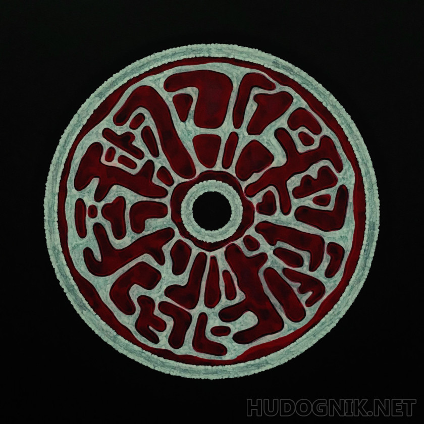 Инъекция (3) Красно-белая абстракция в виде виниловой пластинки