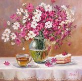 Нежное утро с космеями