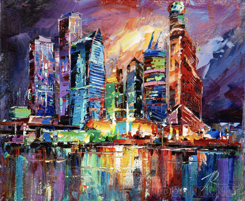 Ночной витраж. Вид на Москва-сити