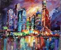 Ночной витраж. Вид на Москва-сити