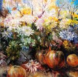 Chrysanthemums with apples