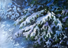 Ramas cubiertas de nieve