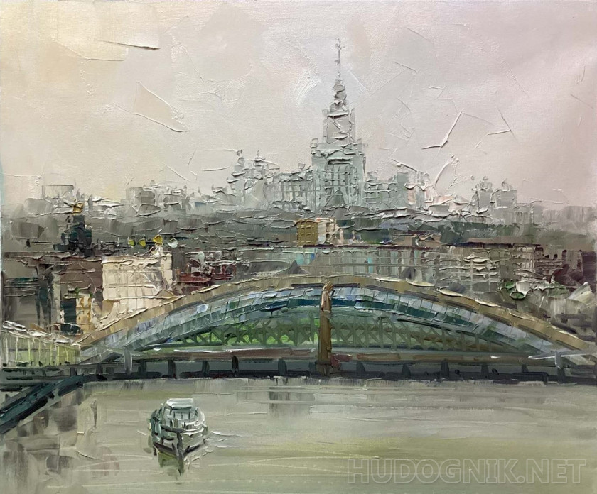 Утренний туман в Москве. Мост Богдана Хмельницкого