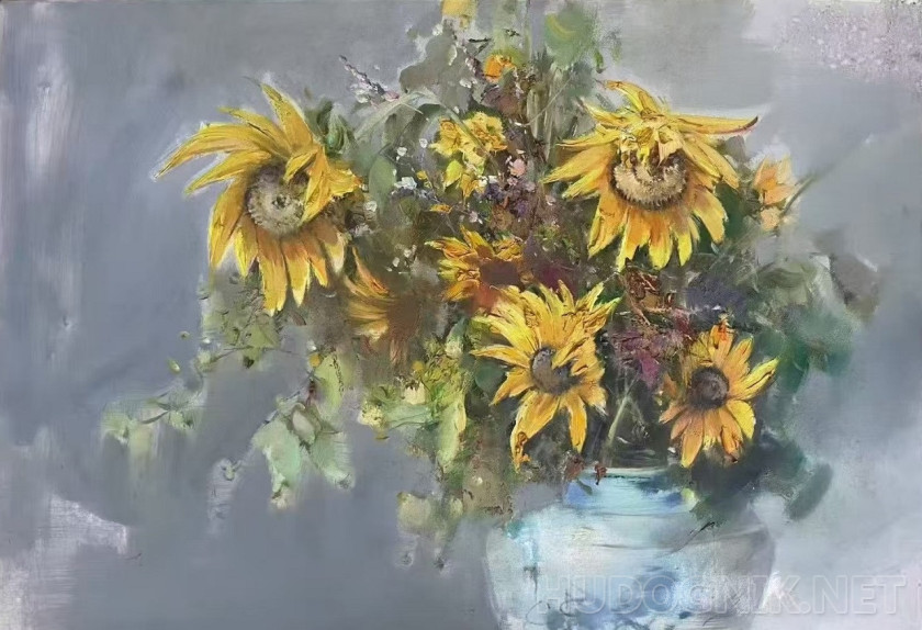 Estado de ánimo dorado. Ramo de girasoles