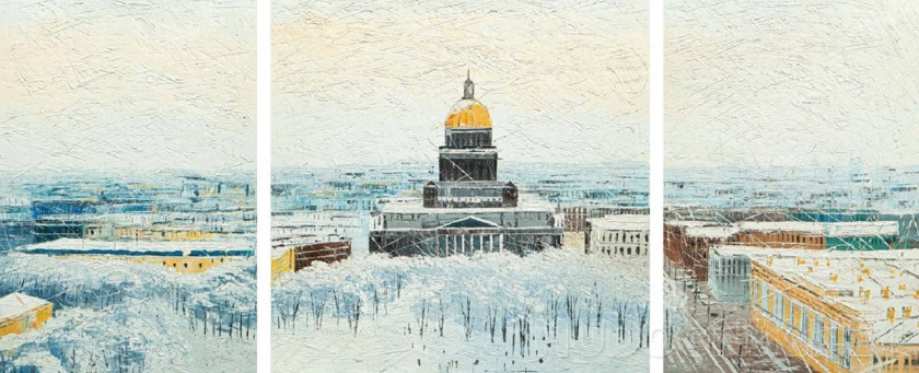 Исаакиевский собор снежной зимой. Триптих