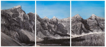 Lake near the Rocky Mountains. Triptych