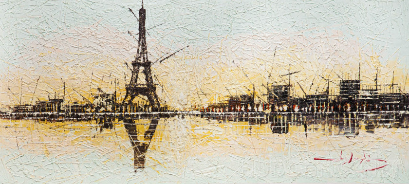 View of the Eiffel Tower at sunrise