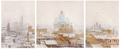 A bird&#039;s eye view of the rooftops of St. Petersburg