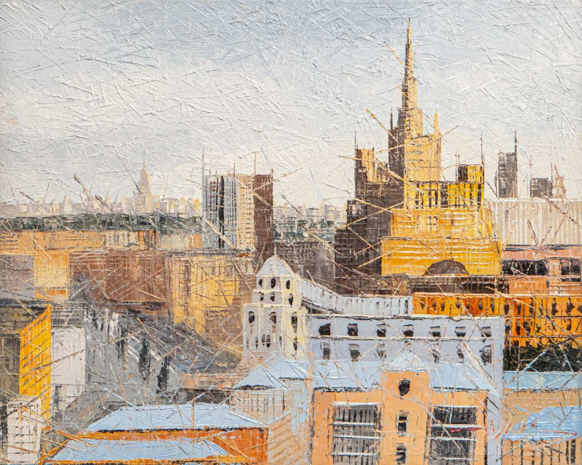 Москва с высоты птичьего полёта. Вид на высотку на Кудринской площади