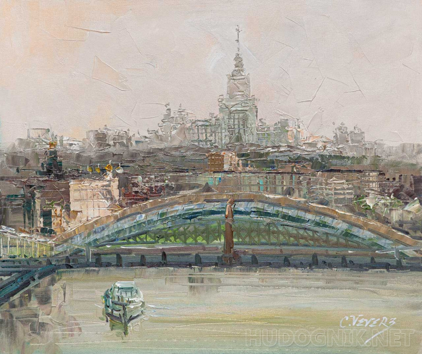 Утренний туман в Москве. Мост Богдана Хмельницкого