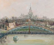 Утренний туман в Москве. Мост Богдана Хмельницкого