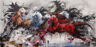 Horses. Wind in the manes