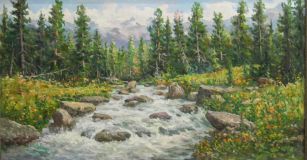 Картина " Саяны" 44х80 холст,масло. В.Швецов