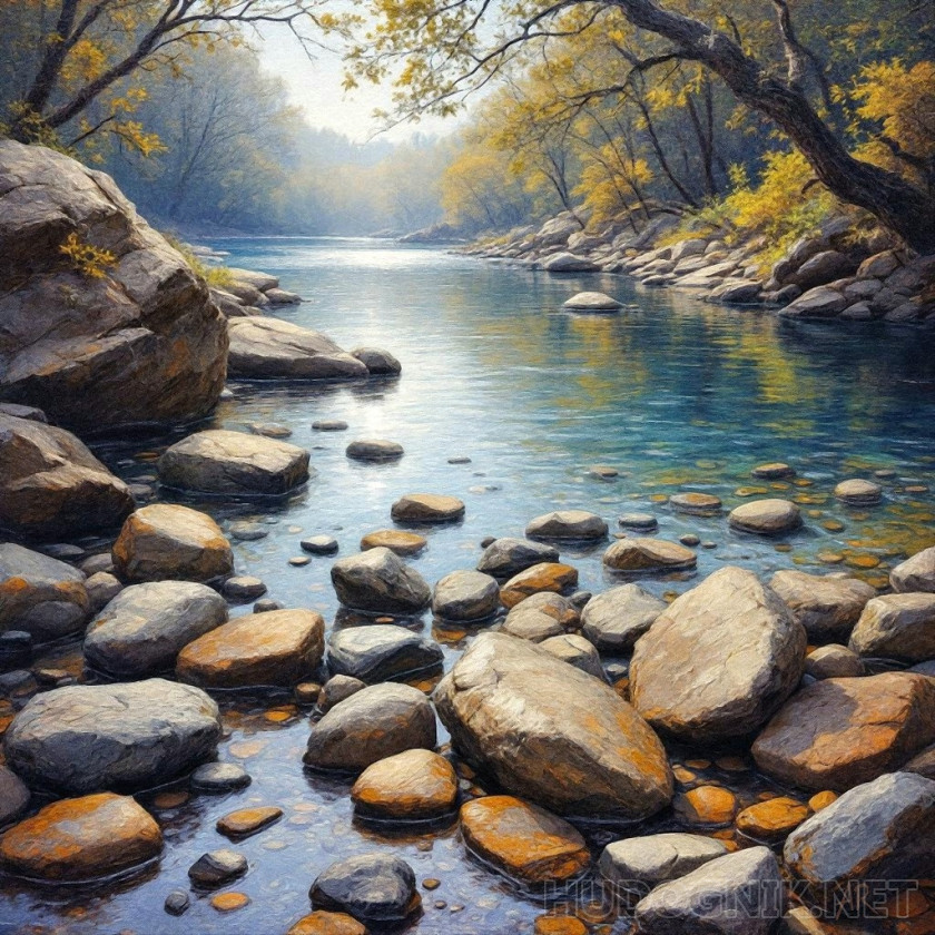 Река в горном лесу