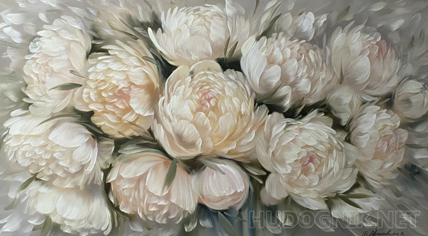 Картина маслом пионы